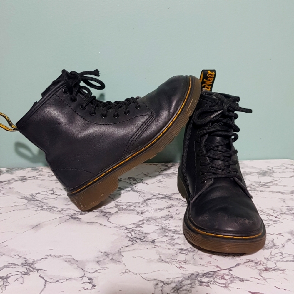 Dr. Martens Black Leather Kids Boots